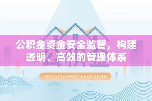 玉山公积金资金安全监管，构建透明、高效的管理体系
